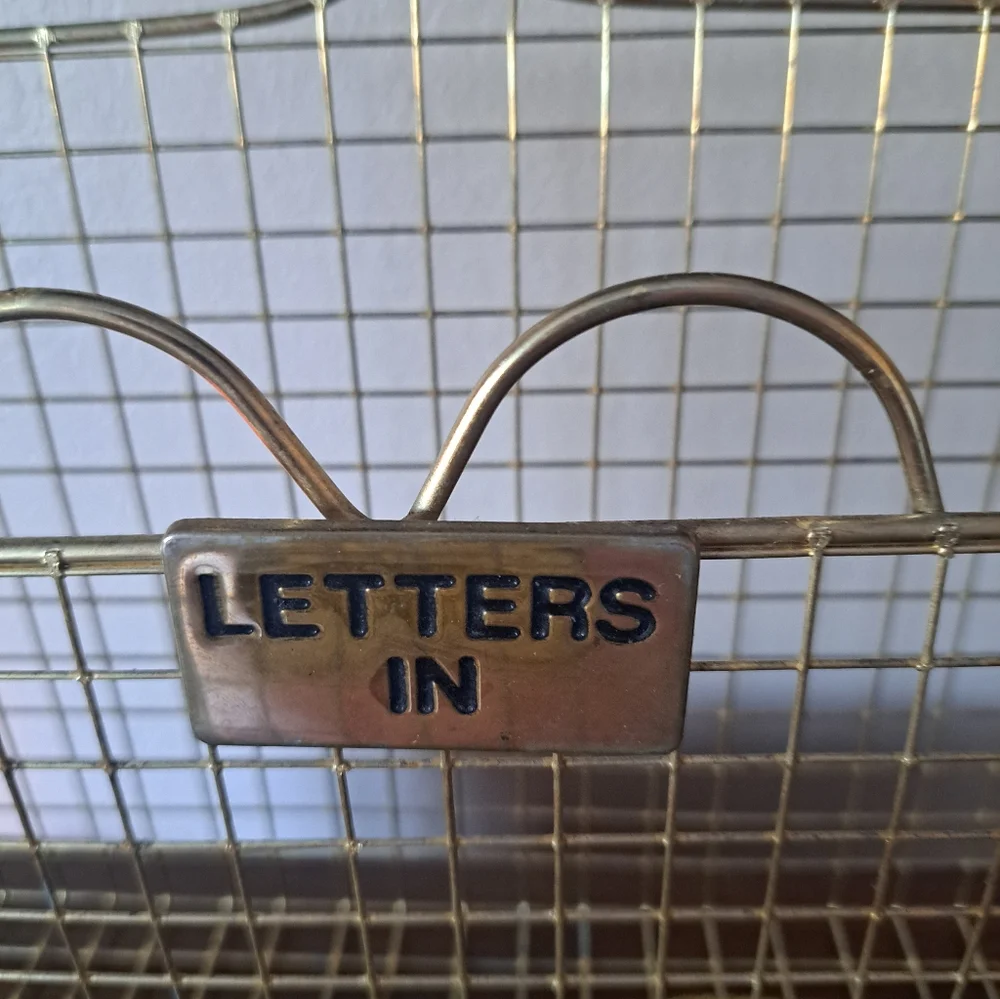 Gold Wire Letter Sorter Desk Organizer - Letters In/Out